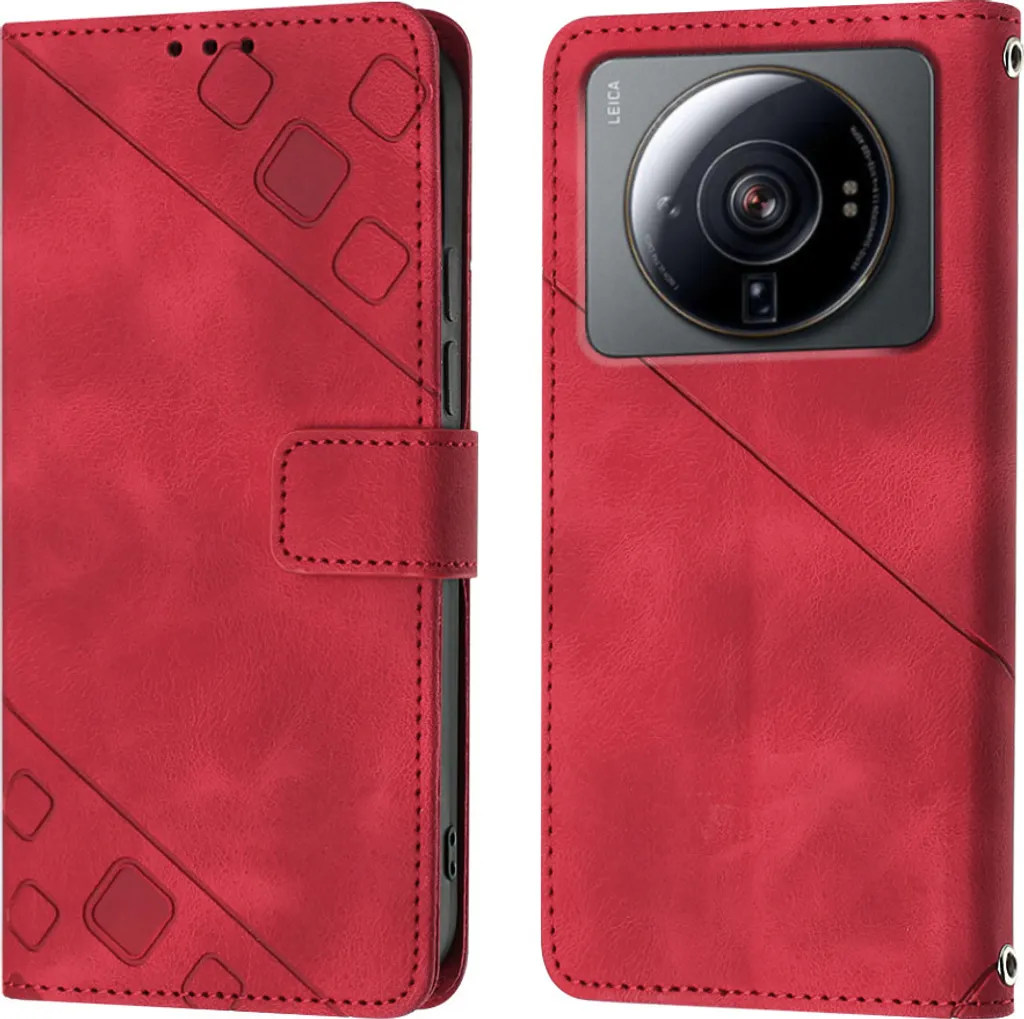 Custodia Portafoglio Xiaomi 12S Ultra - Rosso Business in Rilievo
