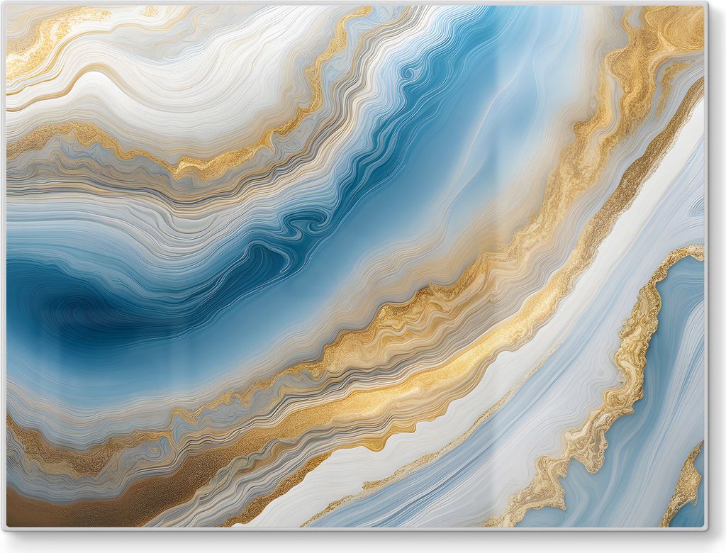 DEQORI Schneidebrett Glas 40x30 cm 'Goldene Meeresströmung' Schneideplatte Servierplatte