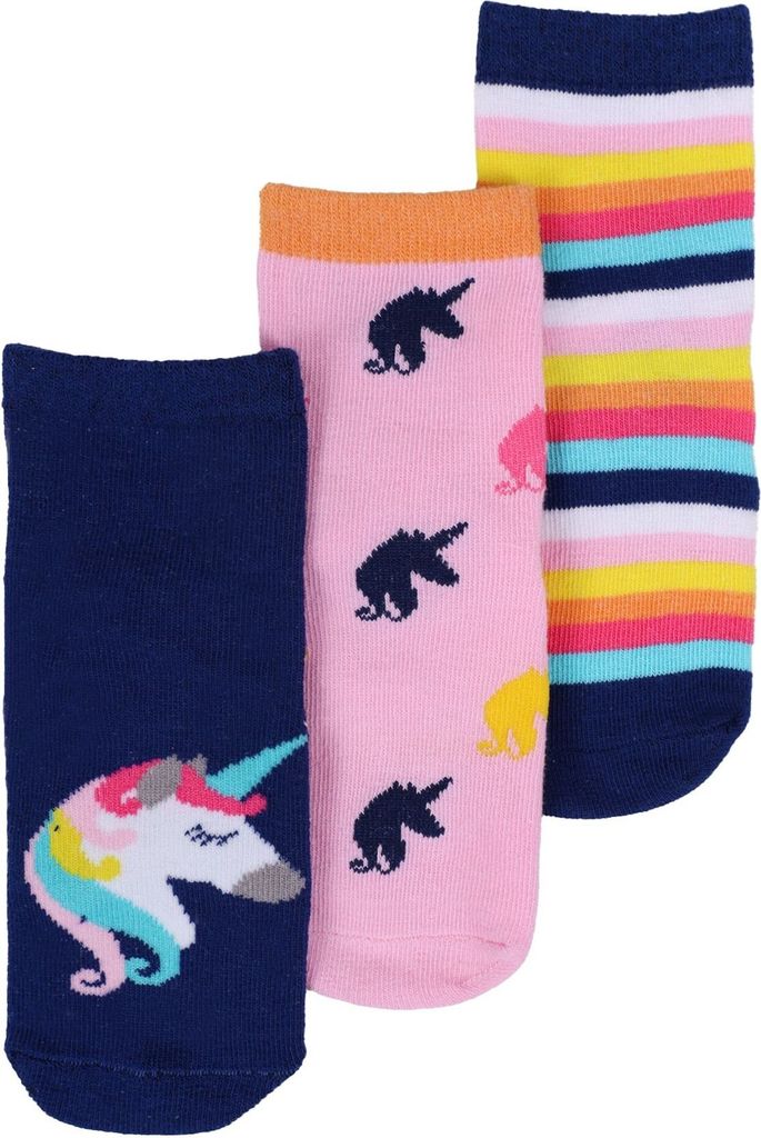 Baumwollsocken für Mädchen für Kinder mit bunten Einhörner ABS 3er-Pack 20-22 YOCLUB