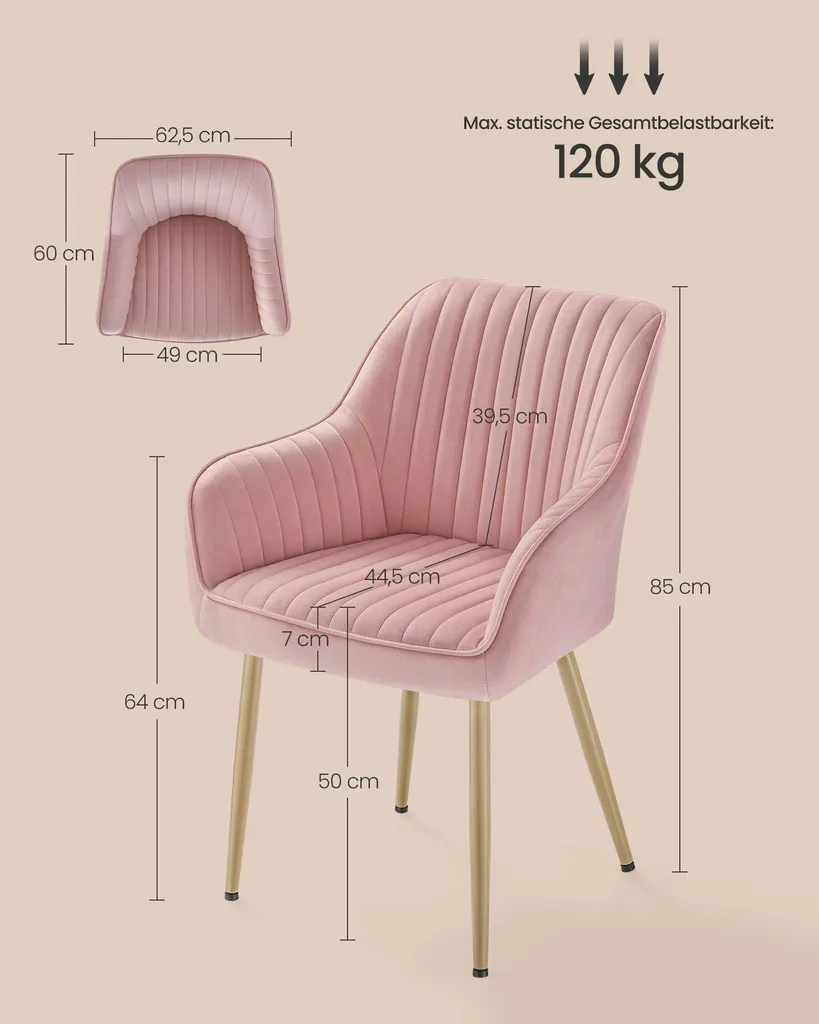 Fauteuil de Lecture Velours Rose - Siège Confortable pour Chambre Rootz