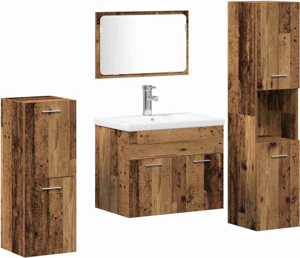 Badezimmermöbel-Set Wandmontiert 4 pcs Altholz Holzwerkstoff