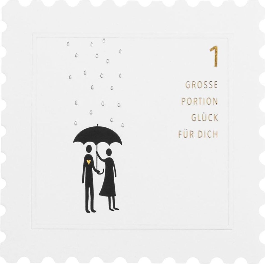 Briefmarkenkarte "1 große Portion Glück"