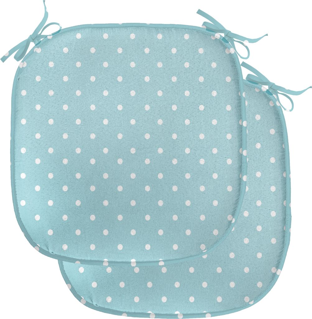 ABAKUHAUS Hellblau Polster für Esszimmerstühle, Tupfen Klassik, Dekoratives wasserfestes Kissen mit Riemen für Küchensitze, 40 cm x 40 cm-2er P...