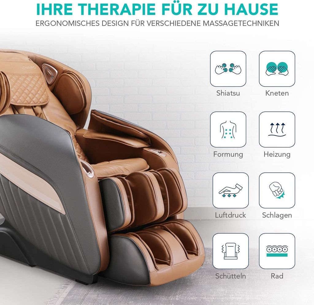 NAIPO MGC-A350BR, Massagesessel Shiatsu Massagestuhl Zero Produktbild 4