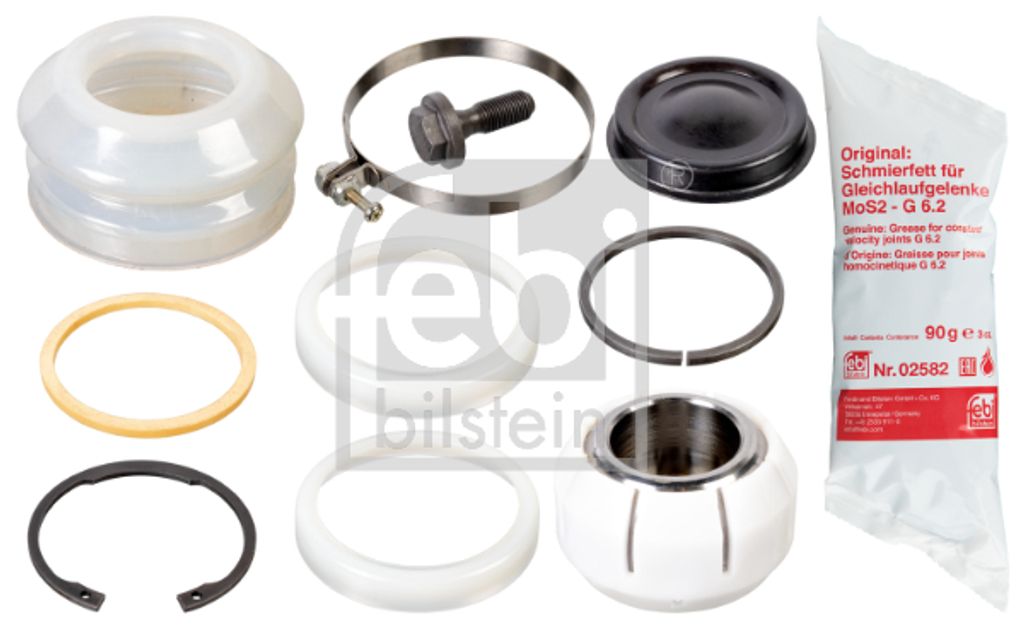 FEBI BILSTEIN Reparatursatz Führungsstrebe 17418 Hinten Links Hinten Rechts für VOLVO F10 46mm 65 70mm Beutel 90g