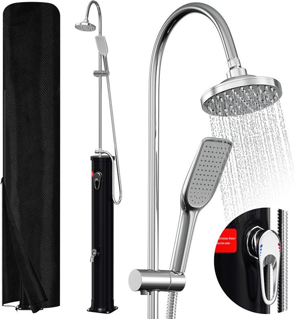 Izrielar Solardusche 20L Außendusche Gartendusche mit Duschkopf, Schutzabdeckung und Handbrause für Pool Camping