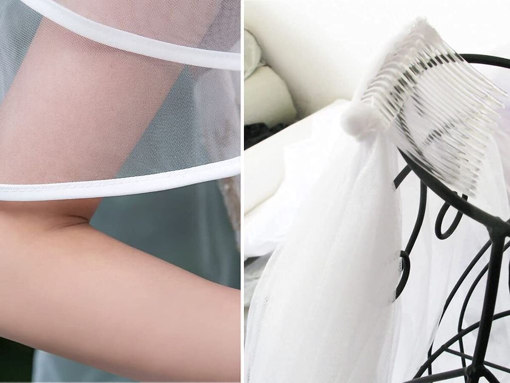 80cm Brautschleier Damen Einfach Tüll Kurz Produktbild 6