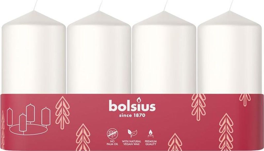 Bougies Bolsius Pilier de l'Avent, Noël, blanches, 48/100 Image du produit 
