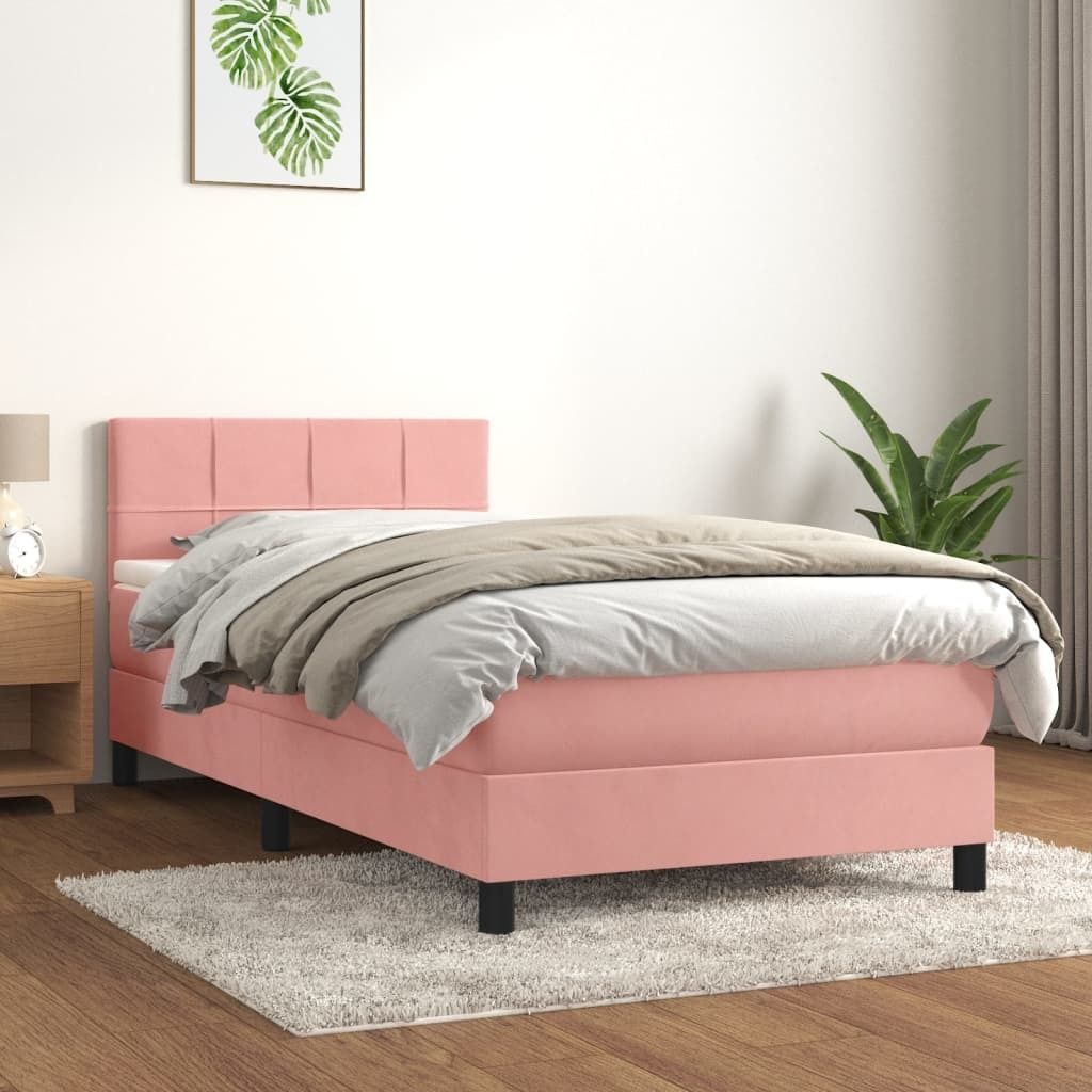 The Living Store Boxspringbett mit Matratze Rosa 100x200 cm Samt