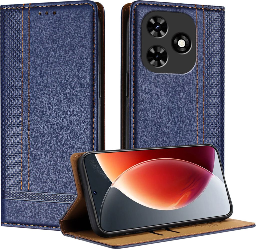 Handyhülle für Tecno Spark Go 2024 Leder Flip Klappbare Schutzhülle mit Standfunktion Blau