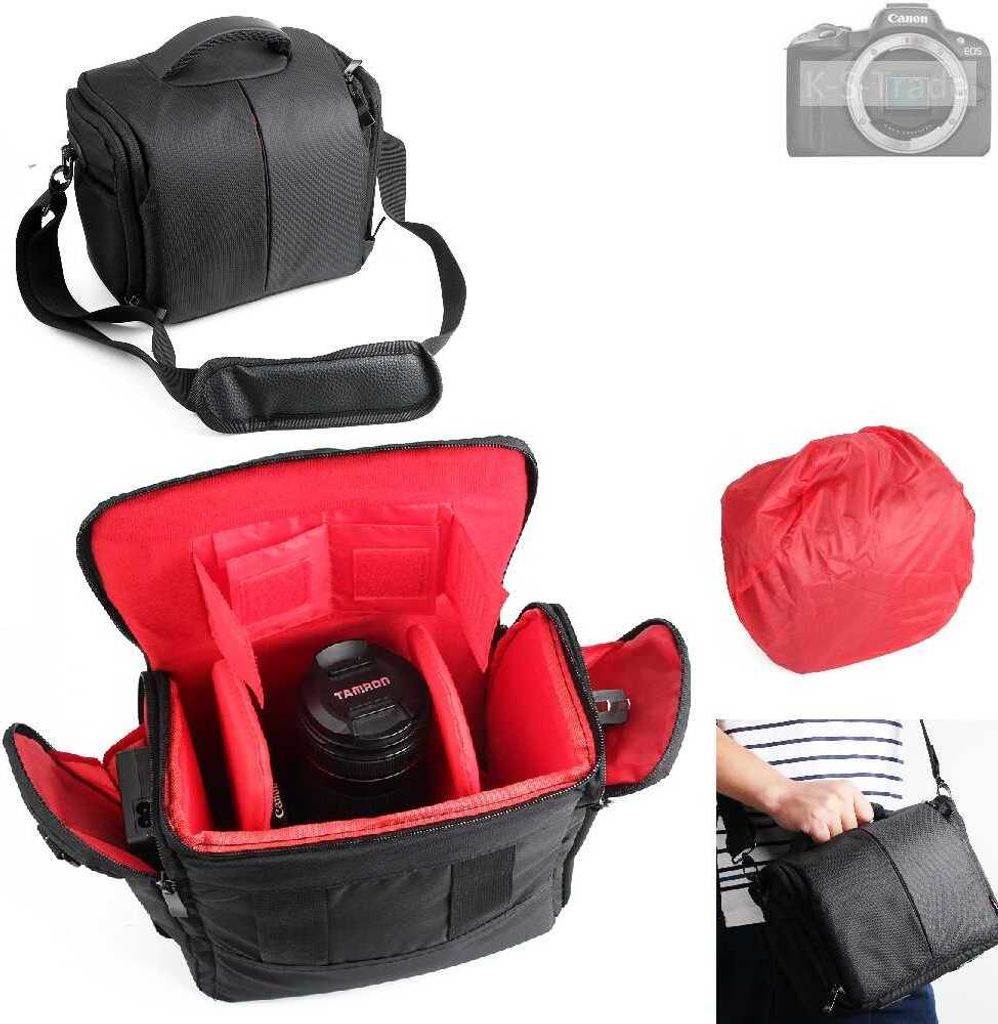 K-S-Trade Kompatibel mit Canon EOS R50 Kameratasche Fototasche Schultertasche Zubehör Tasche einteilbare Trennwänden für Systemkamera, DSLR DSLM
