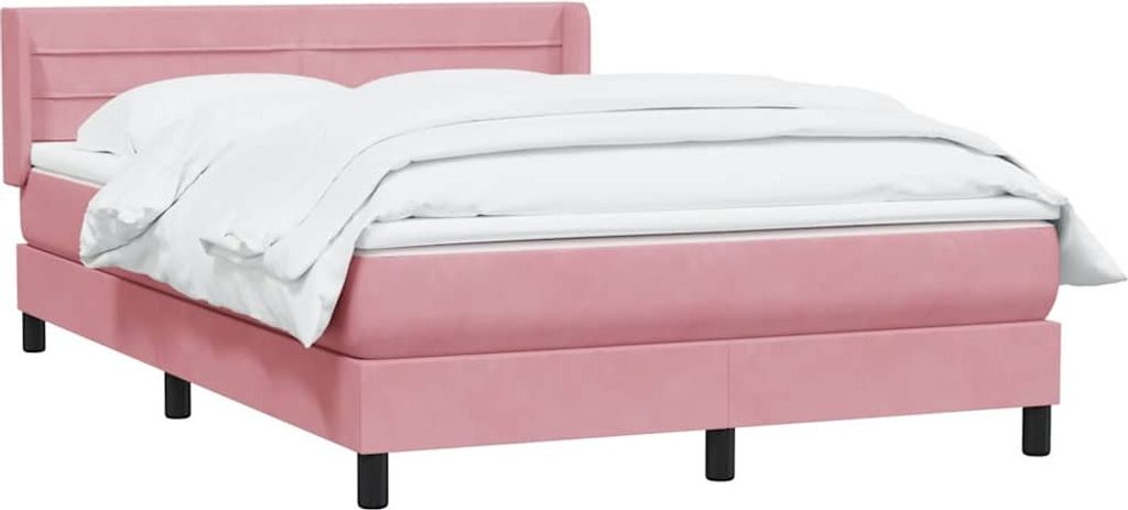 vidaXL Boxspringbett mit Matratze Rosa 160x210 cm Samt