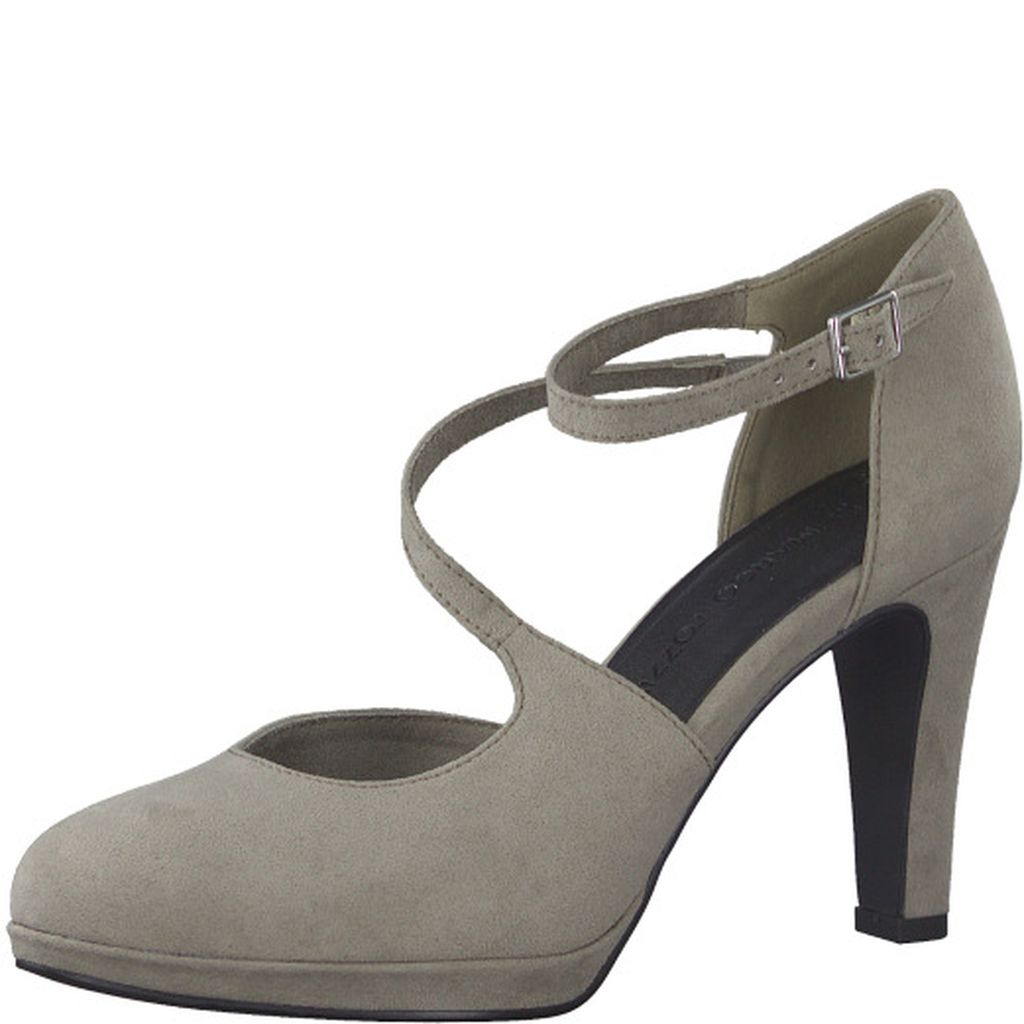 MARCO TOZZI Damen Pumps Riemchenpumps Trichterabsatz Plateau 2-24402-29, Größe:38 EU, Farbe:Beige