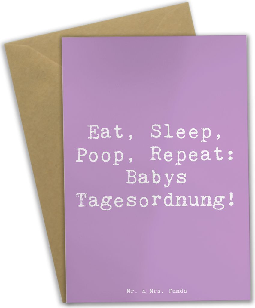 Mr. & Mrs. Panda jubiläumskarte Spruch Baby Alltag - Lavendeltraum - Geschenk, Tagesordnung, humorvoll, Weihnachten, hochzeitskarten, Großeltern,...