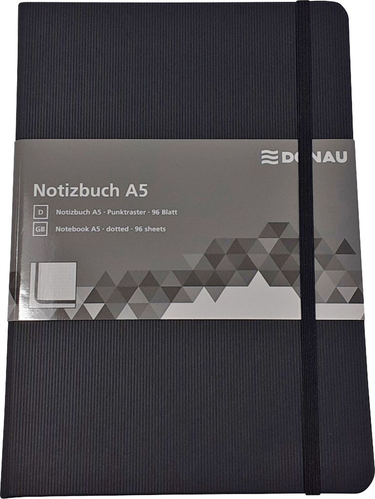 DONAU 1345201-01 Notizbuch, A5, 80g/m², 96 Blatt, Hardcover, dotted