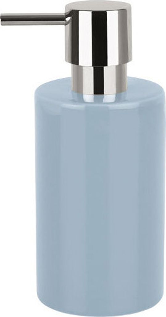 Spirella Seifenspender "Tube" | mit Pumpe | Flüssigseifen-Spender | Porzellan | 300ml | Langliebig und Robust | Fog Hellblau