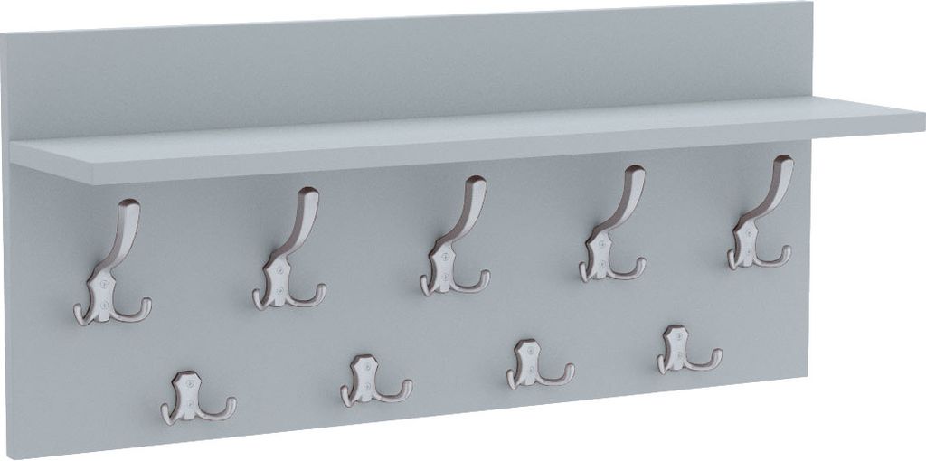 AKKE Hellgrau Horizontaler Garderobe VERTI - ALU haken BxH: 90x40 cm