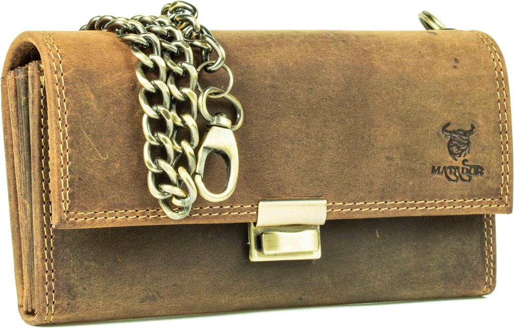 MATADOR VICIO Kellner Profi Geldbörse Leder mit Kette Braun Produktbild 