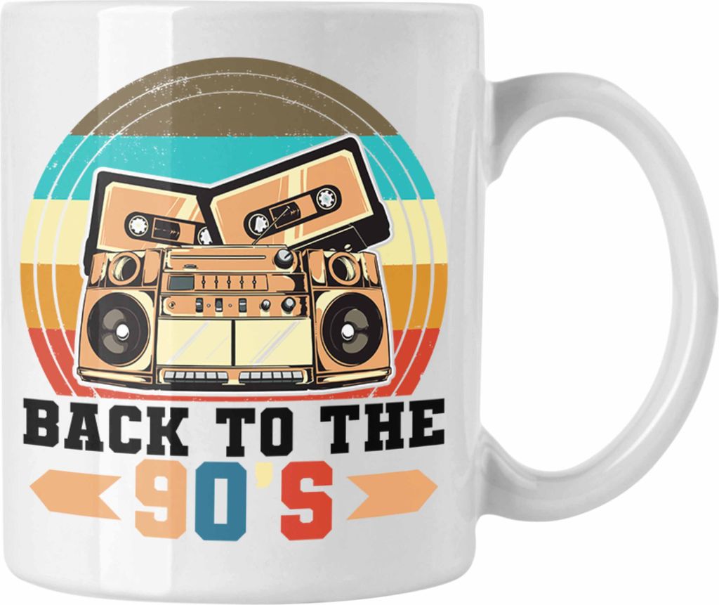 Trendation - Back To The 90er Jahre Tasse Geschenk Neunziger Geschenkidee Party (Weiß)