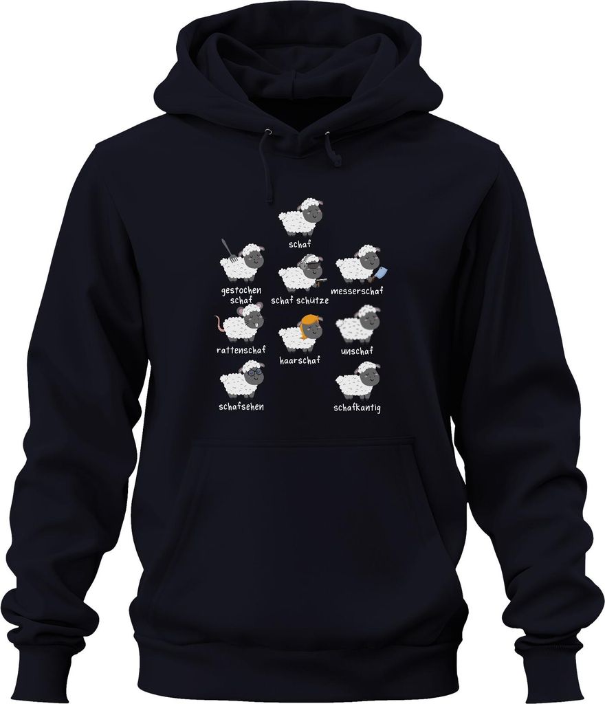 Lustige Schaf Sprüche Wortspiele Schäfchen Tierhumor Bauernhof Uni Hoodie Kapuzenpullover, Navy, XL