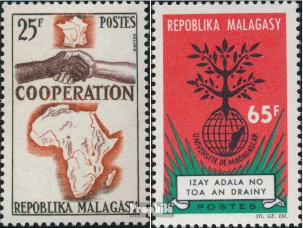 Briefmarken Madagaskar 1964 Mi 526,527 (kompl.Ausg.) postfrisch Zusammenarbeit