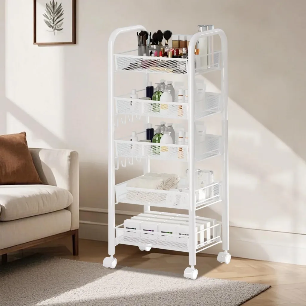 Étagère de cuisine à 5 niveaux extensible en acier blanc modèle Modulo - 6