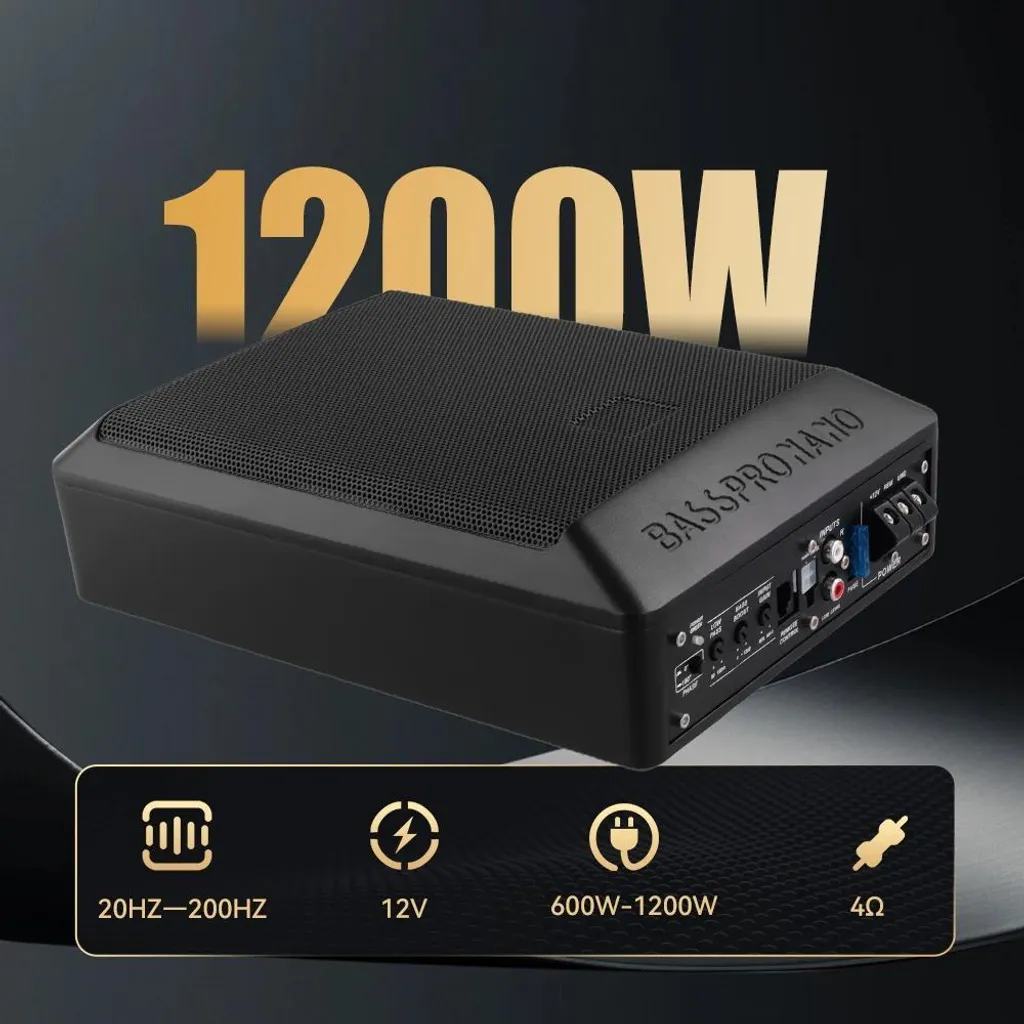Caisson de Basses Amplifié 600W Format Compact pour Coffre de Voiture 12V - 7