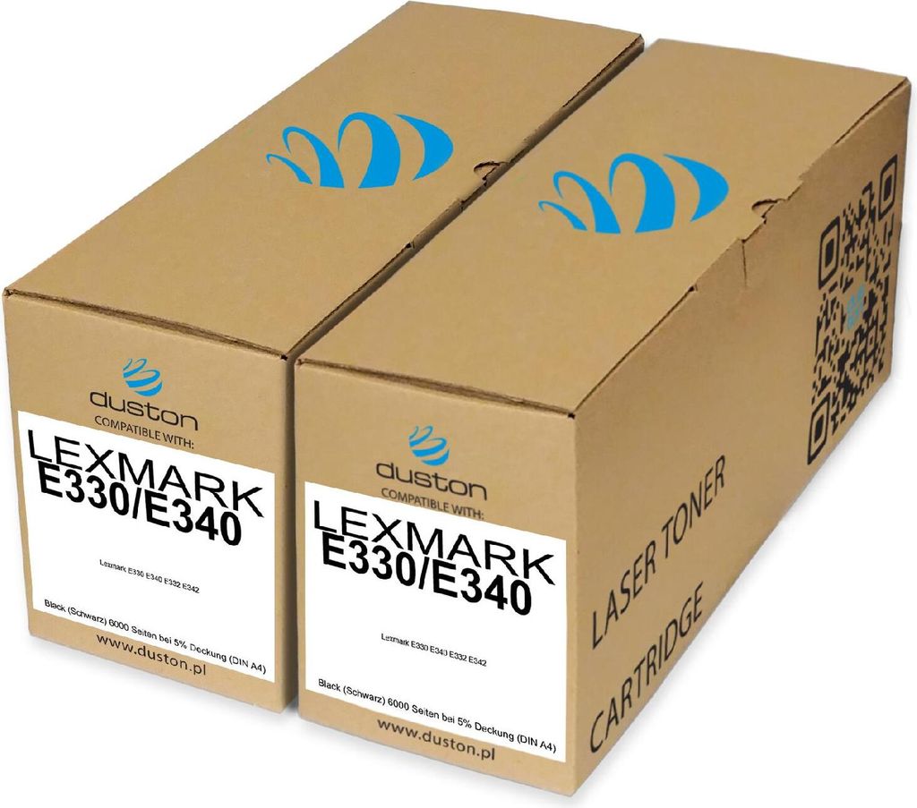 2x E330/E340, 34036HE Toner Druckertoner Patrone Schwarz kompatibel mit Lexmark E330 E340 E332 E342