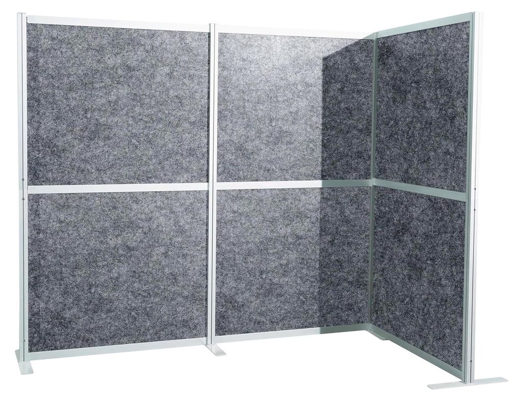Akustik Trennwand MODUL L 167x192 cm – Schallabsorbierender Raumteiler in L-Form für Büro und Home Office, Grau
