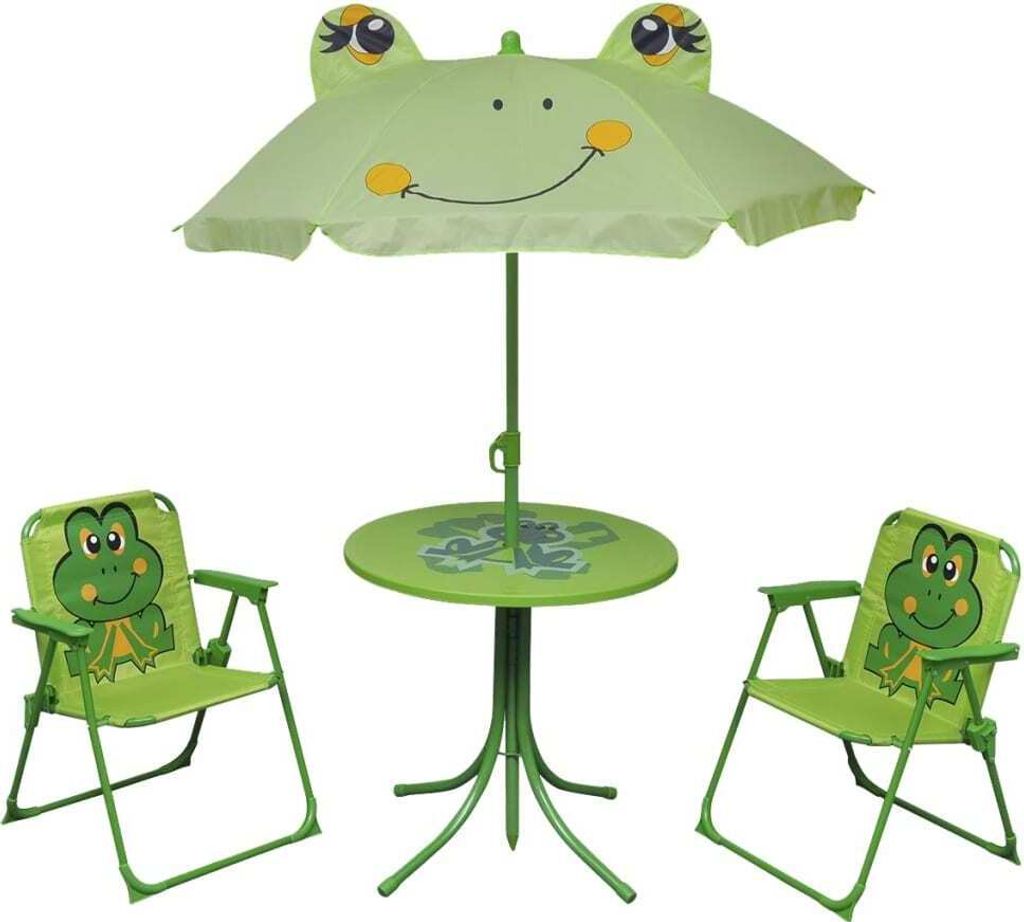 "Rabatt" 3-tlg. Garten-Bistro-Set - mit tishe & Stuhl - für Kinder mit Sonnenschirm Grün - Lounge-Dining set CC18714