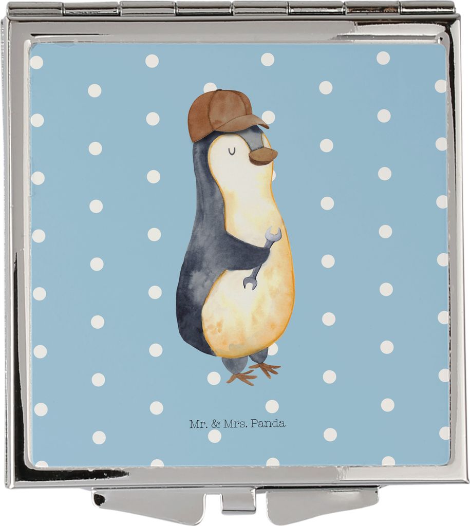 Mr. & Mrs. Panda Kosmetikspiegel Wenn Papa es nicht reparieren kann, sind wir am Arsch - Blau Pastell - Geschenk, Vatertag, Schminkspiegel, Klappsp...