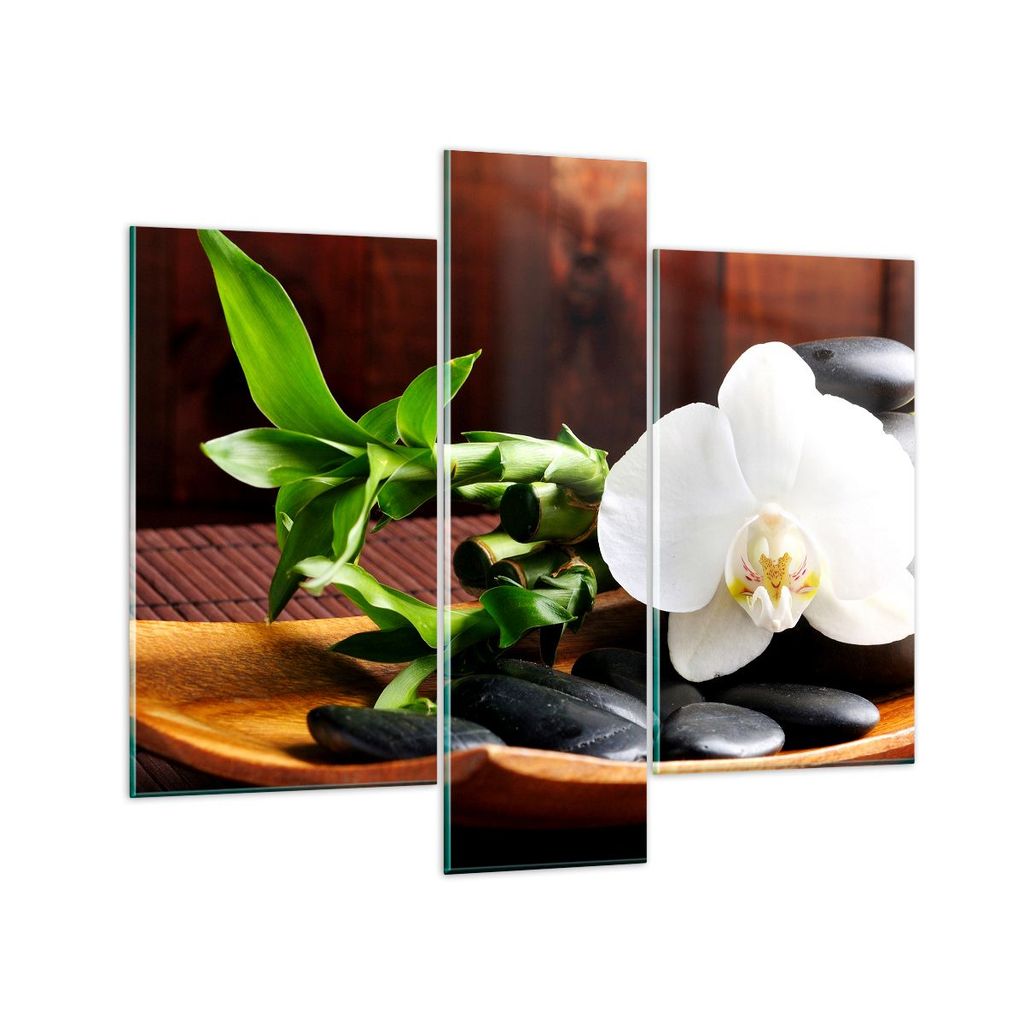 Bilder auf glas - Bambus Schönheit Dekoration Blume - 95x80cm - Glasbilder - Wandbilder - Kunstdruck - zum Aufhängen bereit - Wanddekoration aus ...