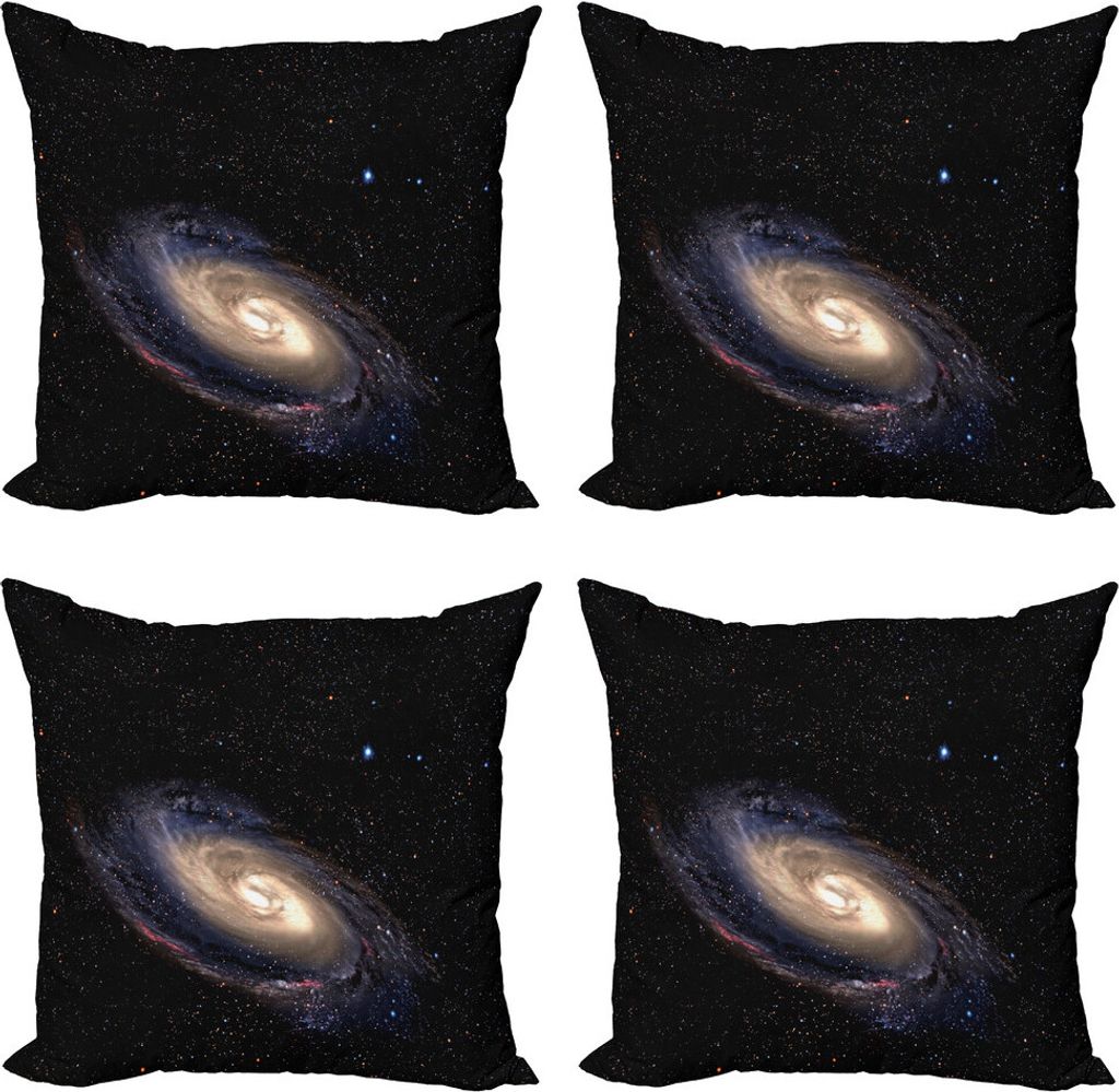 ABAKUHAUS Galaxis Kissenbezug Set (4 Stück), Spiral Raum-Universum, Moderner Doppelseitiger Digitaldruck, 40 cm x 40 cm, Schwarz Beige Lila