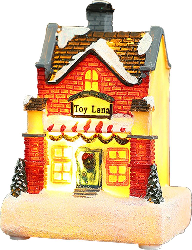 Weihnachten leuchtendes Haus Ornament romantische Harz Handwerk Weihnachten Mikrolandschaft Schneehaus Desktop Dekoration Urlaub festliches Geschenk B