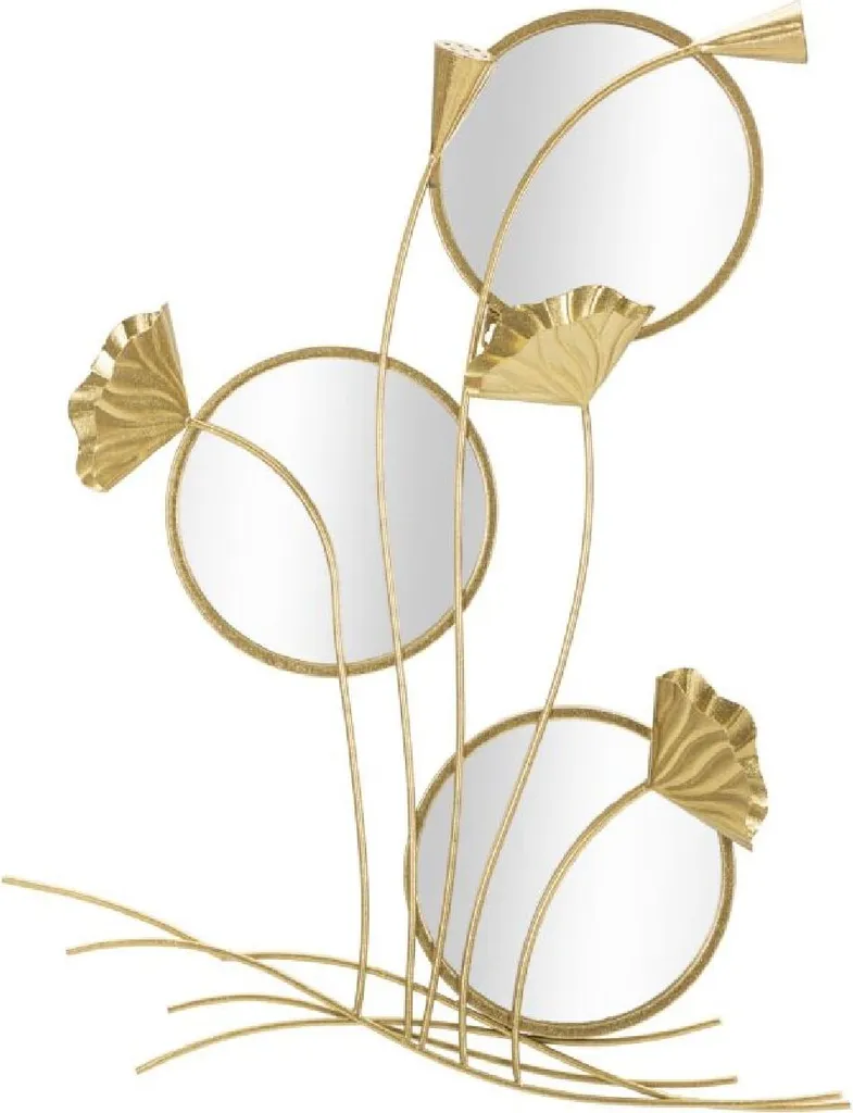Miroir Mural Triptyque Design Doré 88 cm de Hauteur Mauro Ferretti