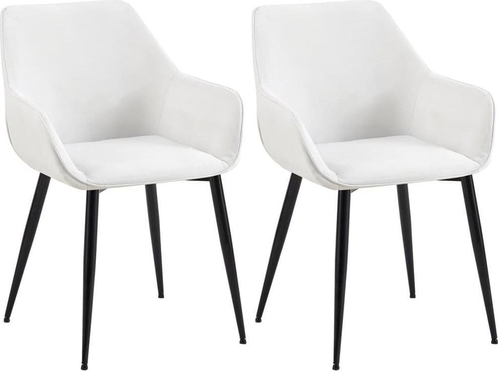2-teiliges Esszimmerstuhl-Set – Sessel – Robuste Konstruktion, hoher Komfort | Farbe: Creme | Material: Staub