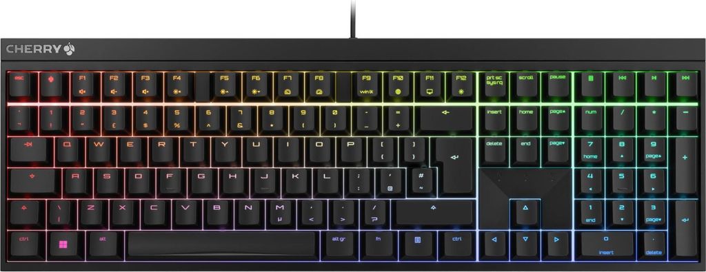 CHERRY MX 2.0S: Mechanische Gaming-Tastatur mit RGB-Beleuchtung und MX RED Switc