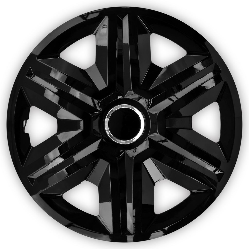 Auto Radkappen Radzierblenden 4er Set passend für alle Stahlfelgen - einstellbarer Sicherungsring - 14 Zoll - Schwarz