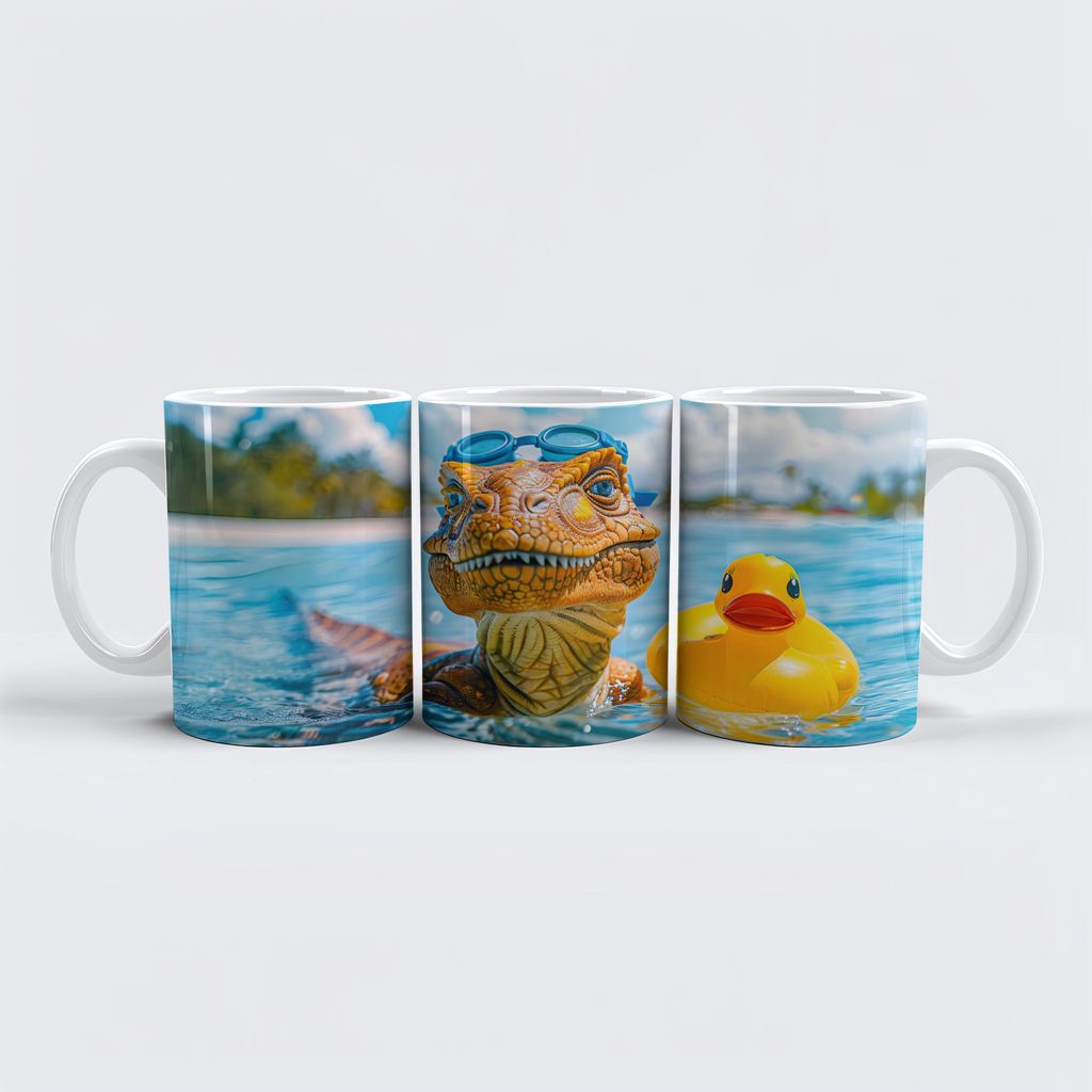 raxxa Premium-Tasse "Dino Bathing with Rubber Duck"