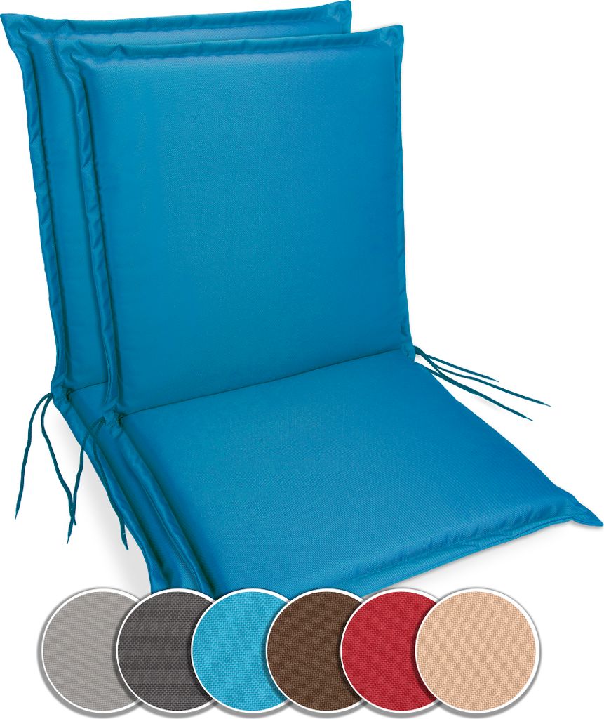 sunnypillow 2er Set Gartenstuhlauflagen 100 x 50 extra dick 9cm Niedriglehner Auflagen waschbar wasserdicht Polsterauflagen Outdoor Stuhlauflagen P...