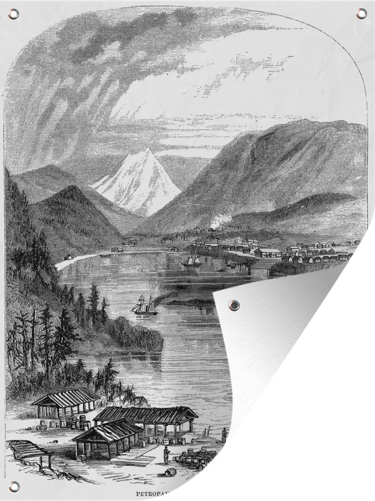 MuchoWow 30x40 cm Outdoor-Poster Gartendeko Sichtschutz Garten Poster für den Garten Eine antike Illustration von Kamtschatka aus dem Jahr 1868