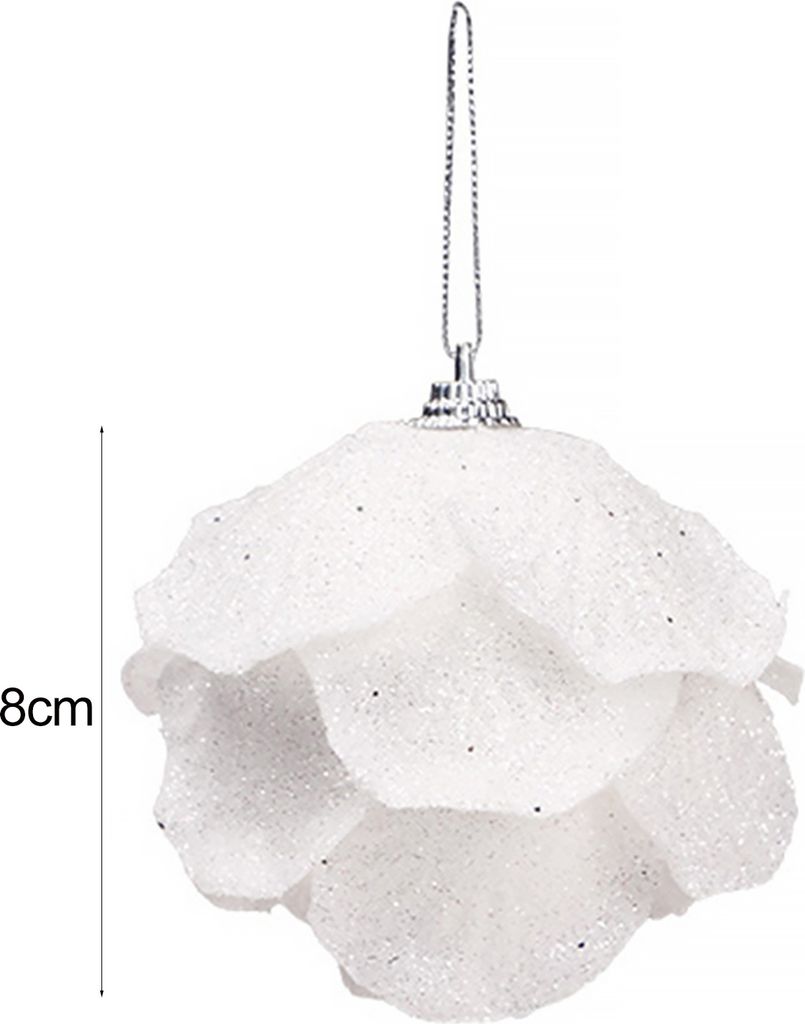 6 Stück Weihnachtskugel-Hängeanhänger mit Umhängeband, glitzernde Oberfläche, weit verbreitete Weihnachtsbaum-Hängeornamente