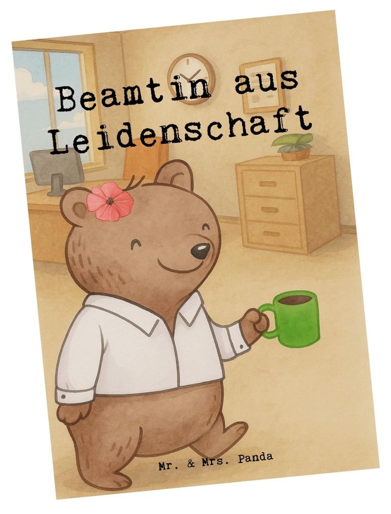 Mr. & Mrs. Panda Postkarte Beamtin Leidenschaft Design - Weiß - Geschenk, Ansichtskarten, Postkarten, Öffentlicher Dienst, Amt, Beamte, Grußkart...