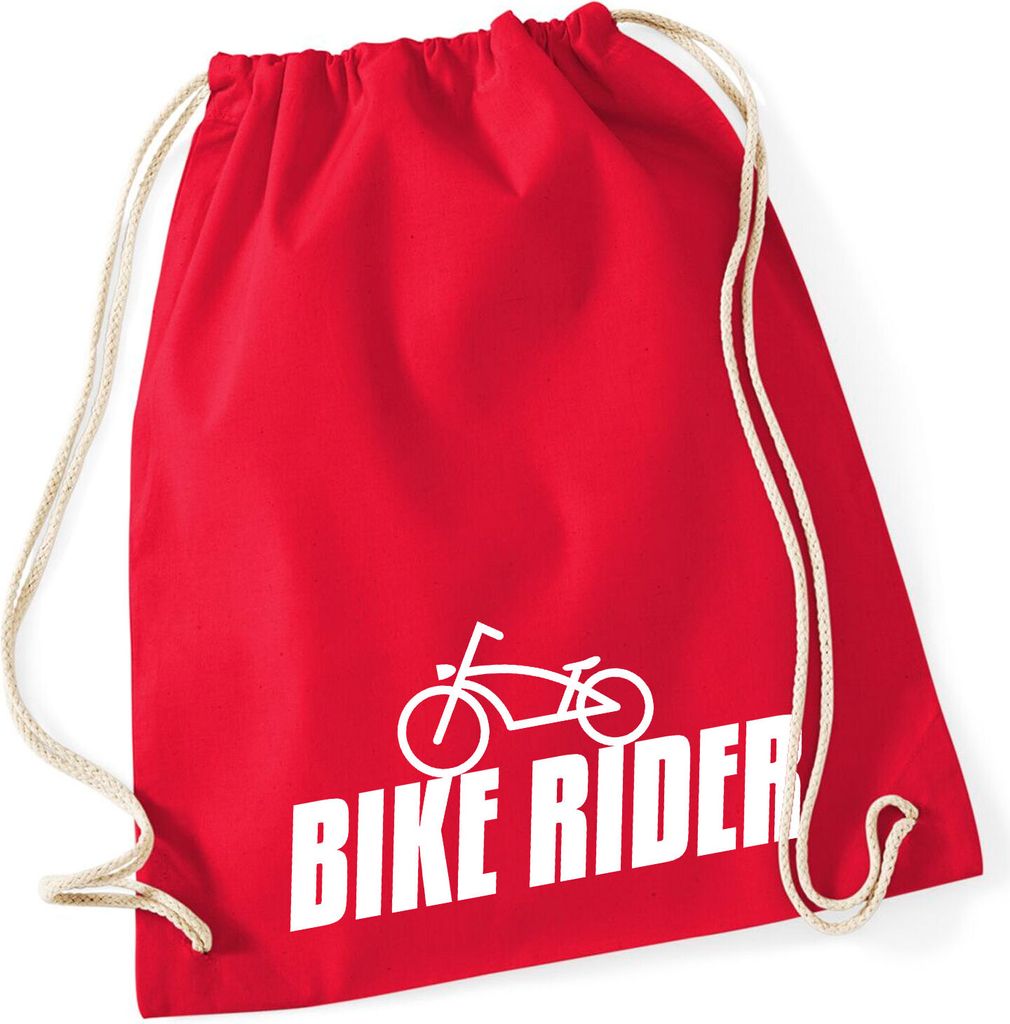Huuraa Turnbeutel Bike Rider Fahrrad 12 Liter Classic Red Baumwolle Rucksack Geschenkidee