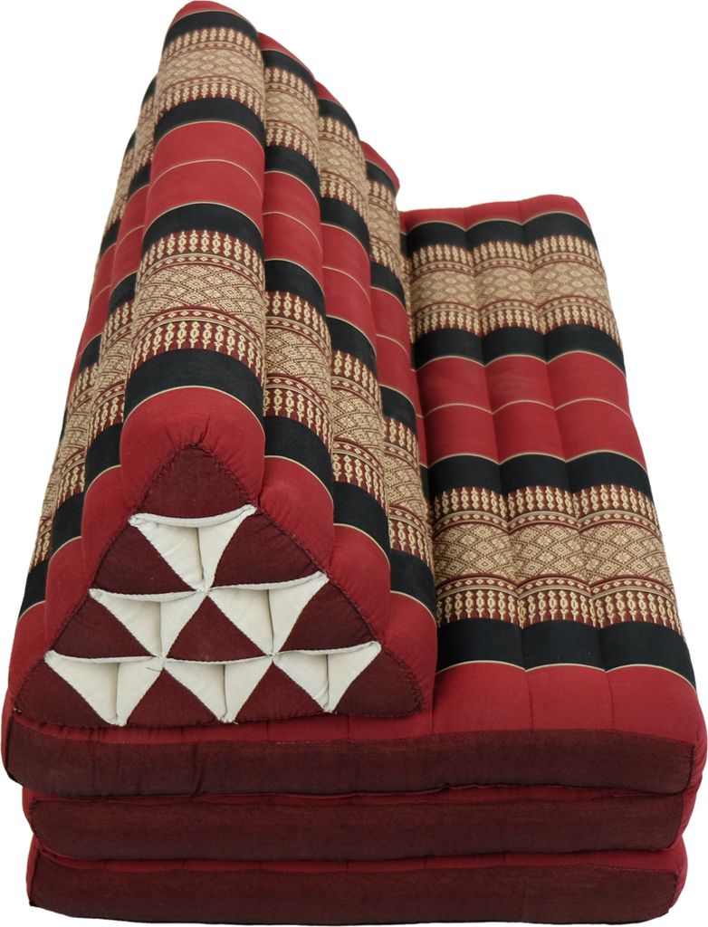 Fine Asianliving Thai Cushion Three-fold 80x190cm Triangle Cushion XXXL 8 Roll Seat Thai Kissen Meditation Matte Matratze Kapok 301-N16