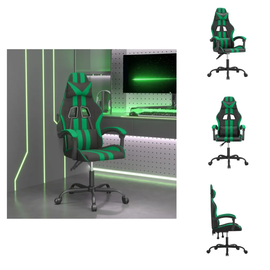 vidaXL Sedia Gaming Design Racing | Ecopelle di Qualità Nera Verde