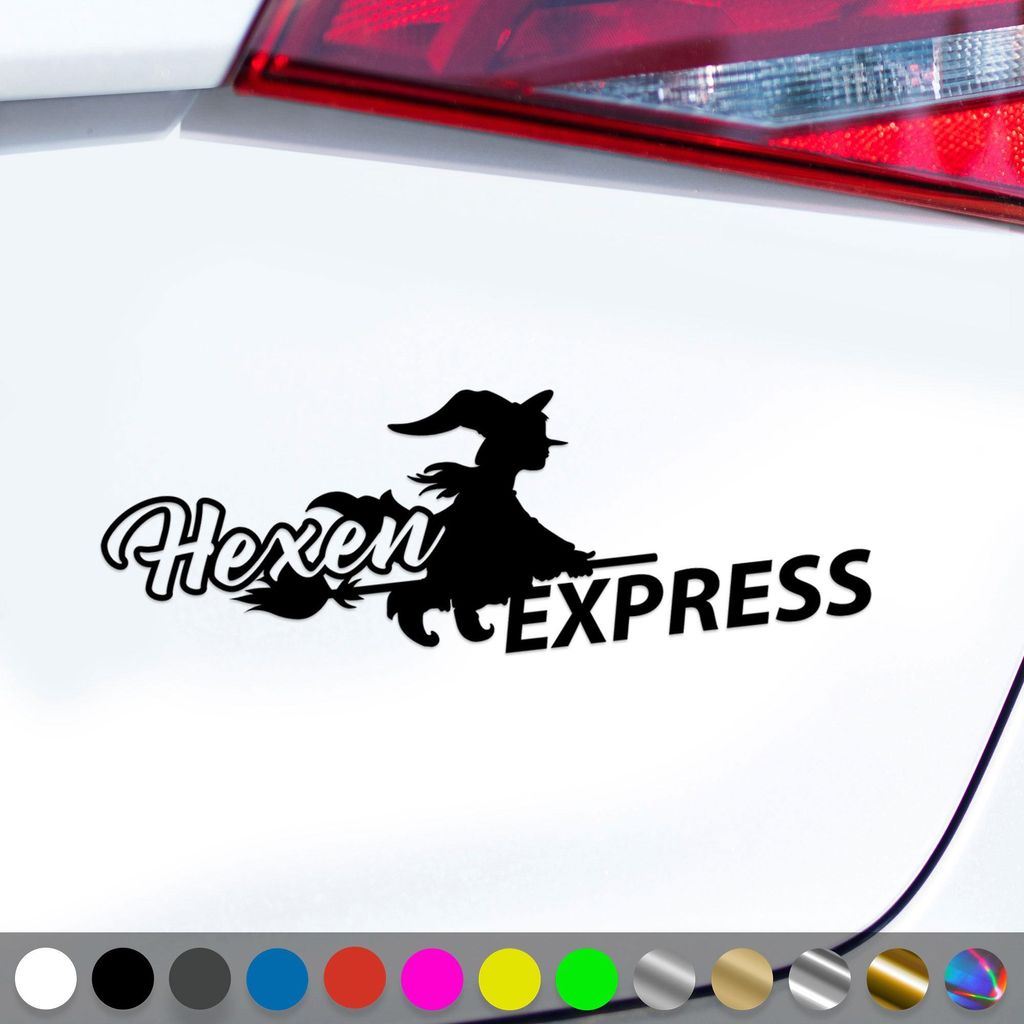 PantherPixel Hexen Express Aufkleber Gothic Esoterik Magische Besen Sticker Auto Geschenkidee Farbe Schwarz