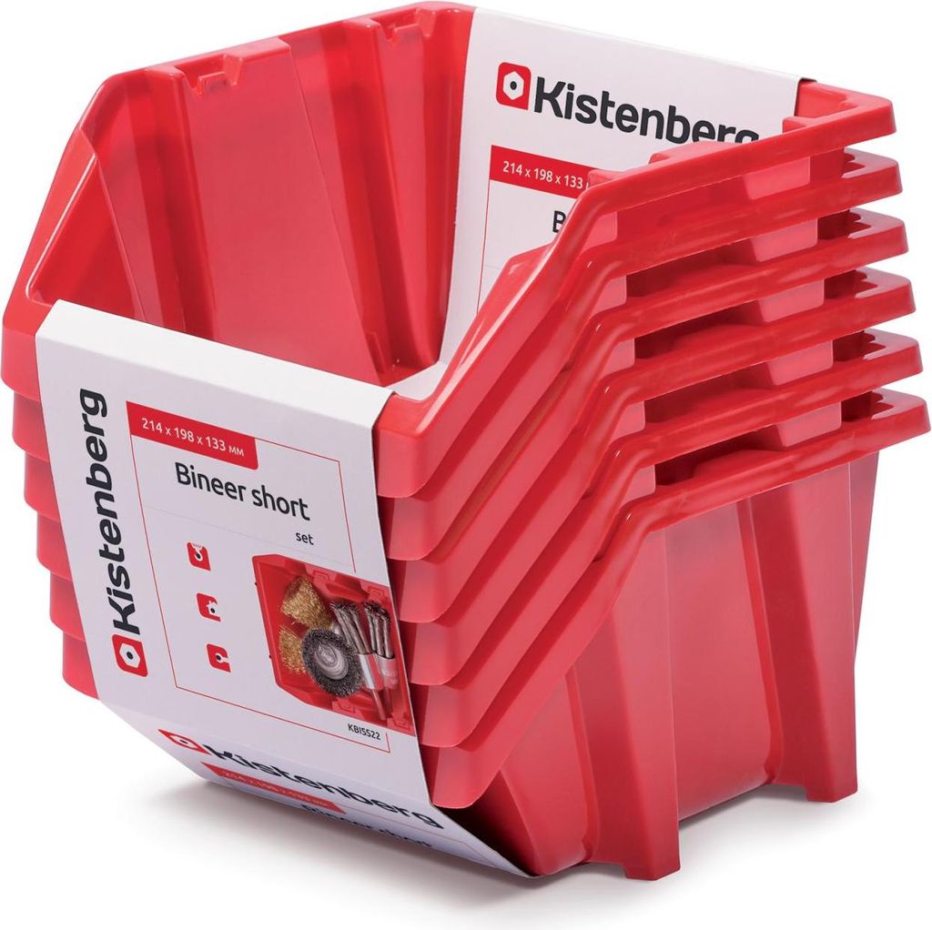Werkzeugschale kurz mit Wandhalterung Set (6 Stück) Rot