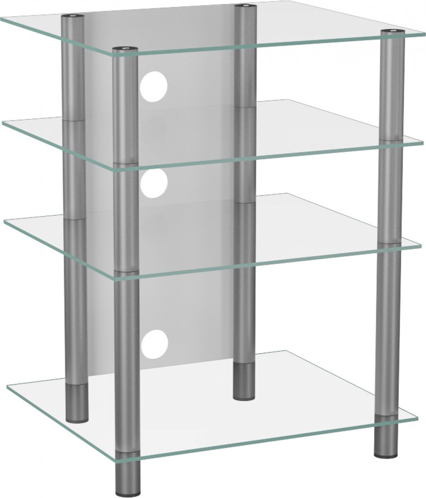 VCM Hifi Möbel Rack Phono Turm - Mediaregal - silber/klarglas