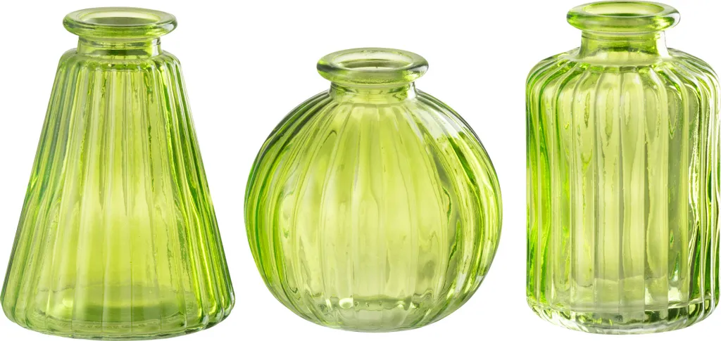J-Line Vase Tola Vert en Verre 3 Assortis - Décoration Intérieure Chic